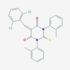 molecular formula C25H18Cl2N2O2S B398386 5-(2,6-dichlorobenzylidene)-1,3-bis(2-methylphenyl)-2-thioxodihydro-4,6(1H,5H)-pyrimidinedione 