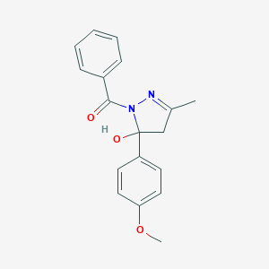 molecular formula C18H18N2O3 B398389 1-benzoyl-5-(4-methoxyphenyl)-3-methyl-4,5-dihydro-1H-pyrazol-5-ol 