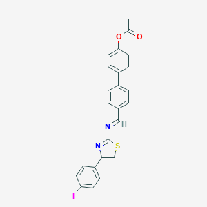 molecular formula C24H17IN2O2S B398407 4'-({[4-(4-Iodophenyl)-1,3-thiazol-2-yl]imino}methyl)[1,1'-biphenyl]-4-yl acetate 