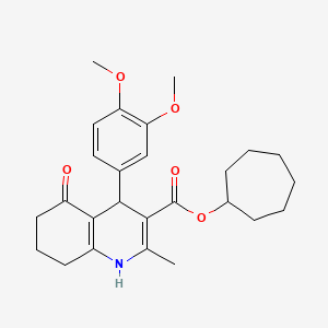 molecular formula C26H33NO5 B3984416 Cycloheptyl 4-(3,4-dimethoxyphenyl)-2-methyl-5-oxo-1,4,5,6,7,8-hexahydroquinoline-3-carboxylate 