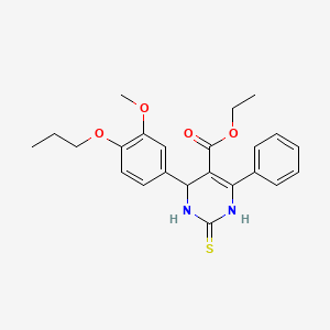 molecular formula C23H26N2O4S B3984630 ETHYL 4-(3-METHOXY-4-PROPOXYPHENYL)-6-PHENYL-2-SULFANYLIDENE-1,2,3,4-TETRAHYDROPYRIMIDINE-5-CARBOXYLATE 