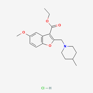 molecular formula C19H26ClNO4 B3984879 Ethyl 5-methoxy-2-[(4-methylpiperidin-1-yl)methyl]-1-benzofuran-3-carboxylate;hydrochloride 
