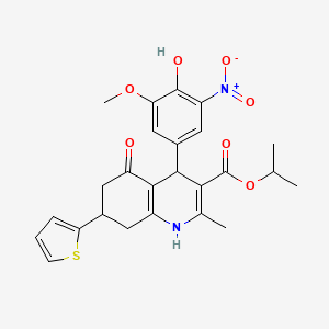 molecular formula C25H26N2O7S B3984885 Propan-2-yl 4-(4-hydroxy-3-methoxy-5-nitrophenyl)-2-methyl-5-oxo-7-(thiophen-2-yl)-1,4,5,6,7,8-hexahydroquinoline-3-carboxylate 