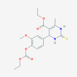 molecular formula C18H22N2O6S B3984916 Ethyl 6-{4-[(ethoxycarbonyl)oxy]-3-methoxyphenyl}-4-methyl-2-sulfanyl-1,6-dihydropyrimidine-5-carboxylate 