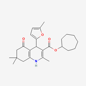 molecular formula C25H33NO4 B3985004 Cycloheptyl 2,7,7-trimethyl-4-(5-methylfuran-2-yl)-5-oxo-1,4,5,6,7,8-hexahydroquinoline-3-carboxylate 