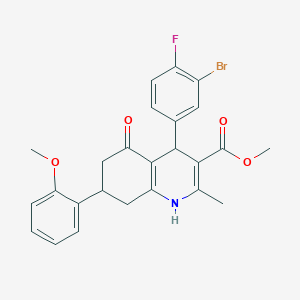 molecular formula C25H23BrFNO4 B3985042 Methyl 4-(3-bromo-4-fluorophenyl)-7-(2-methoxyphenyl)-2-methyl-5-oxo-1,4,5,6,7,8-hexahydroquinoline-3-carboxylate 