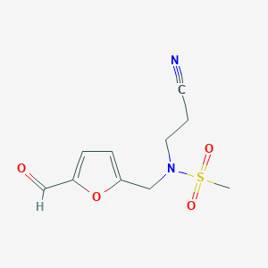 molecular formula C10H12N2O4S B3985151 N-(2-cyanoethyl)-N-[(5-formylfuran-2-yl)methyl]methanesulfonamide 