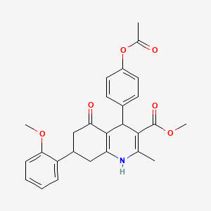 molecular formula C27H27NO6 B3985214 Methyl 4-[4-(acetyloxy)phenyl]-7-(2-methoxyphenyl)-2-methyl-5-oxo-1,4,5,6,7,8-hexahydroquinoline-3-carboxylate 