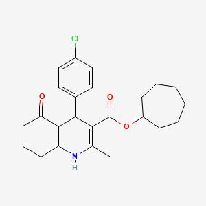 molecular formula C24H28ClNO3 B3985252 Cycloheptyl 4-(4-chlorophenyl)-2-methyl-5-oxo-1,4,5,6,7,8-hexahydroquinoline-3-carboxylate 