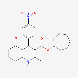molecular formula C24H28N2O5 B3985600 Cycloheptyl 2-methyl-4-(4-nitrophenyl)-5-oxo-1,4,5,6,7,8-hexahydroquinoline-3-carboxylate 