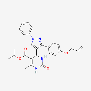 molecular formula C27H28N4O4 B3985791 propan-2-yl 6-methyl-2-oxo-4-{1-phenyl-3-[4-(prop-2-en-1-yloxy)phenyl]-1H-pyrazol-4-yl}-1,2,3,4-tetrahydropyrimidine-5-carboxylate 