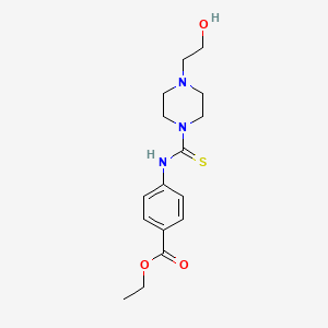 molecular formula C16H23N3O3S B3985829 Ethyl 4-({[4-(2-hydroxyethyl)piperazin-1-yl]carbonothioyl}amino)benzoate 