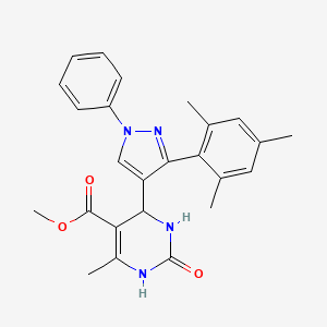molecular formula C25H26N4O3 B3985833 methyl 6-methyl-2-oxo-4-[1-phenyl-3-(2,4,6-trimethylphenyl)-1H-pyrazol-4-yl]-1,2,3,4-tetrahydropyrimidine-5-carboxylate 