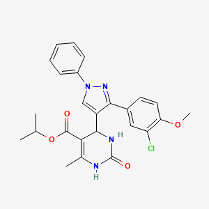 molecular formula C25H25ClN4O4 B3985981 propan-2-yl 4-[3-(3-chloro-4-methoxyphenyl)-1-phenyl-1H-pyrazol-4-yl]-6-methyl-2-oxo-1,2,3,4-tetrahydropyrimidine-5-carboxylate 