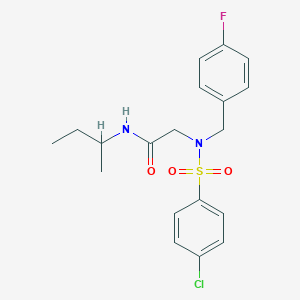 molecular formula C19H22ClFN2O3S B3986088 N-butan-2-yl-N~2~-[(4-chlorophenyl)sulfonyl]-N~2~-(4-fluorobenzyl)glycinamide 