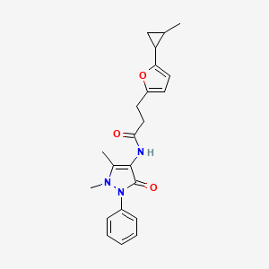 molecular formula C22H25N3O3 B3986089 N-(1,5-dimethyl-3-oxo-2-phenyl-2,3-dihydro-1H-pyrazol-4-yl)-3-[5-(2-methylcyclopropyl)furan-2-yl]propanamide 