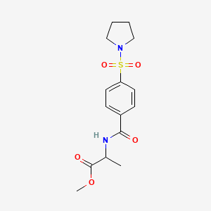 molecular formula C15H20N2O5S B3986159 Methyl 2-[(4-pyrrolidin-1-ylsulfonylbenzoyl)amino]propanoate 