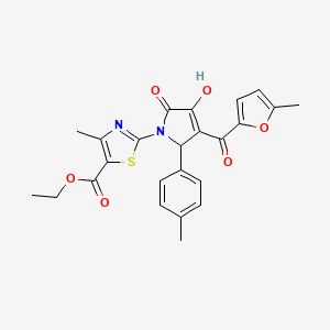 molecular formula C24H22N2O6S B3986295 ethyl 2-[(3E)-3-[hydroxy(5-methylfuran-2-yl)methylidene]-2-(4-methylphenyl)-4,5-dioxopyrrolidin-1-yl]-4-methyl-1,3-thiazole-5-carboxylate 