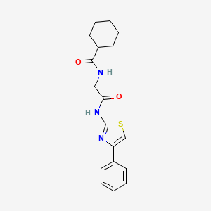 molecular formula C18H21N3O2S B3986309 N-[2-oxo-2-[(4-phenyl-1,3-thiazol-2-yl)amino]ethyl]cyclohexanecarboxamide 