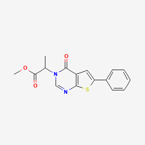 molecular formula C16H14N2O3S B3986455 Methyl 2-(4-oxo-6-phenylthieno[2,3-d]pyrimidin-3-yl)propanoate 
