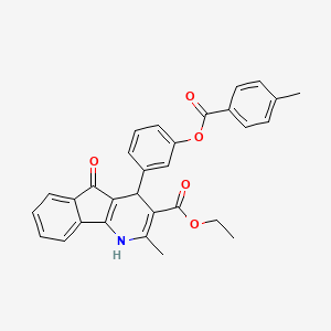 molecular formula C30H25NO5 B3986476 ethyl 2-methyl-4-(3-{[(4-methylphenyl)carbonyl]oxy}phenyl)-5-oxo-4,5-dihydro-1H-indeno[1,2-b]pyridine-3-carboxylate 