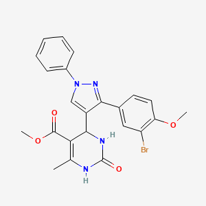molecular formula C23H21BrN4O4 B3986508 methyl 4-[3-(3-bromo-4-methoxyphenyl)-1-phenyl-1H-pyrazol-4-yl]-6-methyl-2-oxo-1,2,3,4-tetrahydropyrimidine-5-carboxylate 