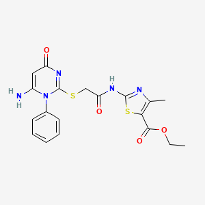 molecular formula C19H19N5O4S2 B3986561 ETHYL 2-{2-[(6-AMINO-4-OXO-1-PHENYL-1,4-DIHYDROPYRIMIDIN-2-YL)SULFANYL]ACETAMIDO}-4-METHYL-1,3-THIAZOLE-5-CARBOXYLATE 