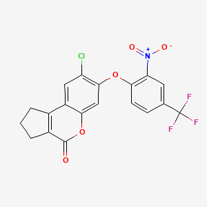 molecular formula C19H11ClF3NO5 B3986717 8-CHLORO-7-[2-NITRO-4-(TRIFLUOROMETHYL)PHENOXY]-1H,2H,3H,4H-CYCLOPENTA[C]CHROMEN-4-ONE 
