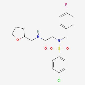 molecular formula C20H22ClFN2O4S B3986793 N~2~-[(4-chlorophenyl)sulfonyl]-N~2~-(4-fluorobenzyl)-N-(tetrahydrofuran-2-ylmethyl)glycinamide 