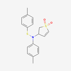 molecular formula C18H19NO2S2 B3986878 N-(4-methylphenyl)-N-(4-methylphenyl)sulfanyl-1,1-dioxo-2,3-dihydrothiophen-3-amine 