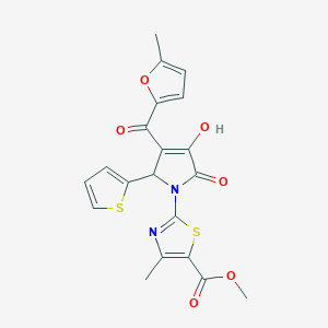 molecular formula C20H16N2O6S2 B3986931 methyl 2-[3-hydroxy-4-(5-methylfuran-2-carbonyl)-2-oxo-5-(thiophen-2-yl)-2,5-dihydro-1H-pyrrol-1-yl]-4-methyl-1,3-thiazole-5-carboxylate 