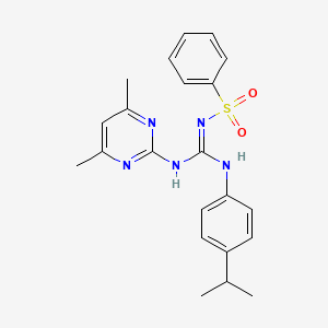 molecular formula C22H25N5O2S B3987035 N-[(E)-[(4,6-dimethylpyrimidin-2-yl)amino]{[4-(propan-2-yl)phenyl]amino}methylidene]benzenesulfonamide 