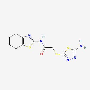 molecular formula C11H13N5OS3 B3987130 2-[(5-amino-1,3,4-thiadiazol-2-yl)sulfanyl]-N-(4,5,6,7-tetrahydro-1,3-benzothiazol-2-yl)acetamide 