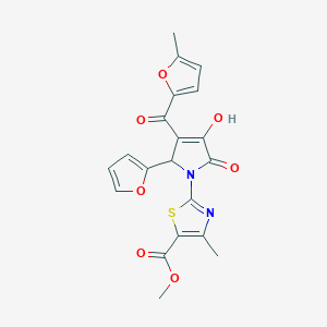 molecular formula C20H16N2O7S B3987236 methyl 2-[2-(furan-2-yl)-4-hydroxy-3-(5-methylfuran-2-carbonyl)-5-oxo-2,5-dihydro-1H-pyrrol-1-yl]-4-methyl-1,3-thiazole-5-carboxylate 