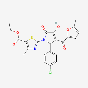 molecular formula C23H19ClN2O6S B3987375 ethyl 2-{(3E)-2-(4-chlorophenyl)-3-[hydroxy(5-methylfuran-2-yl)methylidene]-4,5-dioxopyrrolidin-1-yl}-4-methyl-1,3-thiazole-5-carboxylate 