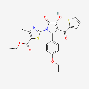 molecular formula C24H22N2O6S2 B3987423 ethyl 2-[2-(4-ethoxyphenyl)-4-hydroxy-5-oxo-3-(thiophen-2-ylcarbonyl)-2,5-dihydro-1H-pyrrol-1-yl]-4-methyl-1,3-thiazole-5-carboxylate 