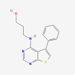 molecular formula C15H15N3OS B3987447 3-[(5-Phenylthieno[2,3-d]pyrimidin-4-yl)amino]propan-1-ol 