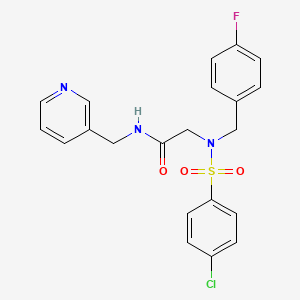 molecular formula C21H19ClFN3O3S B3987768 N~2~-[(4-chlorophenyl)sulfonyl]-N~2~-(4-fluorobenzyl)-N-(pyridin-3-ylmethyl)glycinamide 