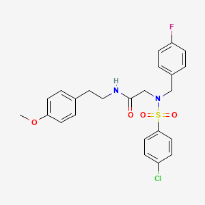 molecular formula C24H24ClFN2O4S B3987863 N~2~-[(4-chlorophenyl)sulfonyl]-N~2~-(4-fluorobenzyl)-N-[2-(4-methoxyphenyl)ethyl]glycinamide 
