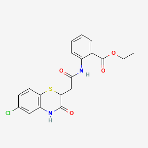 molecular formula C19H17ClN2O4S B3987976 ethyl 2-[[2-(6-chloro-3-oxo-4H-1,4-benzothiazin-2-yl)acetyl]amino]benzoate 