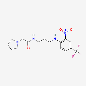 molecular formula C16H21F3N4O3 B3988024 N-[3-[2-nitro-4-(trifluoromethyl)anilino]propyl]-2-pyrrolidin-1-ylacetamide 
