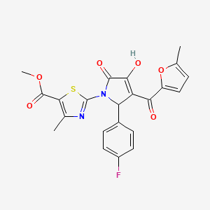 molecular formula C22H17FN2O6S B3988043 methyl 2-{(3E)-2-(4-fluorophenyl)-3-[hydroxy(5-methylfuran-2-yl)methylidene]-4,5-dioxopyrrolidin-1-yl}-4-methyl-1,3-thiazole-5-carboxylate 