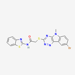 molecular formula C19H13BrN6OS2 B3988074 N~1~-(1,3-BENZOTHIAZOL-2-YL)-2-[(8-BROMO-5-METHYL-5H-[1,2,4]TRIAZINO[5,6-B]INDOL-3-YL)SULFANYL]ACETAMIDE 
