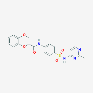 molecular formula C21H20N4O5S B3988157 N-{4-[(2,6-dimethylpyrimidin-4-yl)sulfamoyl]phenyl}-2,3-dihydro-1,4-benzodioxine-2-carboxamide 