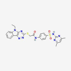 molecular formula C25H24N8O3S2 B3988308 N-{4-[(4,6-DIMETHYLPYRIMIDIN-2-YL)SULFAMOYL]PHENYL}-2-({5-ETHYL-5H-[1,2,4]TRIAZINO[5,6-B]INDOL-3-YL}SULFANYL)ACETAMIDE 