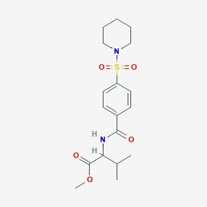 molecular formula C18H26N2O5S B3988605 Methyl 3-methyl-2-[(4-piperidin-1-ylsulfonylbenzoyl)amino]butanoate 