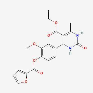 molecular formula C20H20N2O7 B3989096 Ethyl 4-[4-(furan-2-carbonyloxy)-3-methoxyphenyl]-6-methyl-2-oxo-1,2,3,4-tetrahydropyrimidine-5-carboxylate 