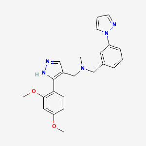 molecular formula C23H25N5O2 B3989185 N-[[5-(2,4-dimethoxyphenyl)-1H-pyrazol-4-yl]methyl]-N-methyl-1-(3-pyrazol-1-ylphenyl)methanamine 