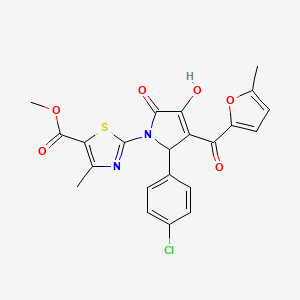 molecular formula C22H17ClN2O6S B3989206 methyl 2-{(3E)-2-(4-chlorophenyl)-3-[hydroxy(5-methylfuran-2-yl)methylidene]-4,5-dioxopyrrolidin-1-yl}-4-methyl-1,3-thiazole-5-carboxylate 