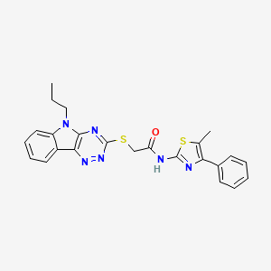 molecular formula C24H22N6OS2 B3989815 N~1~-(5-METHYL-4-PHENYL-1,3-THIAZOL-2-YL)-2-[(5-PROPYL-5H-[1,2,4]TRIAZINO[5,6-B]INDOL-3-YL)SULFANYL]ACETAMIDE 